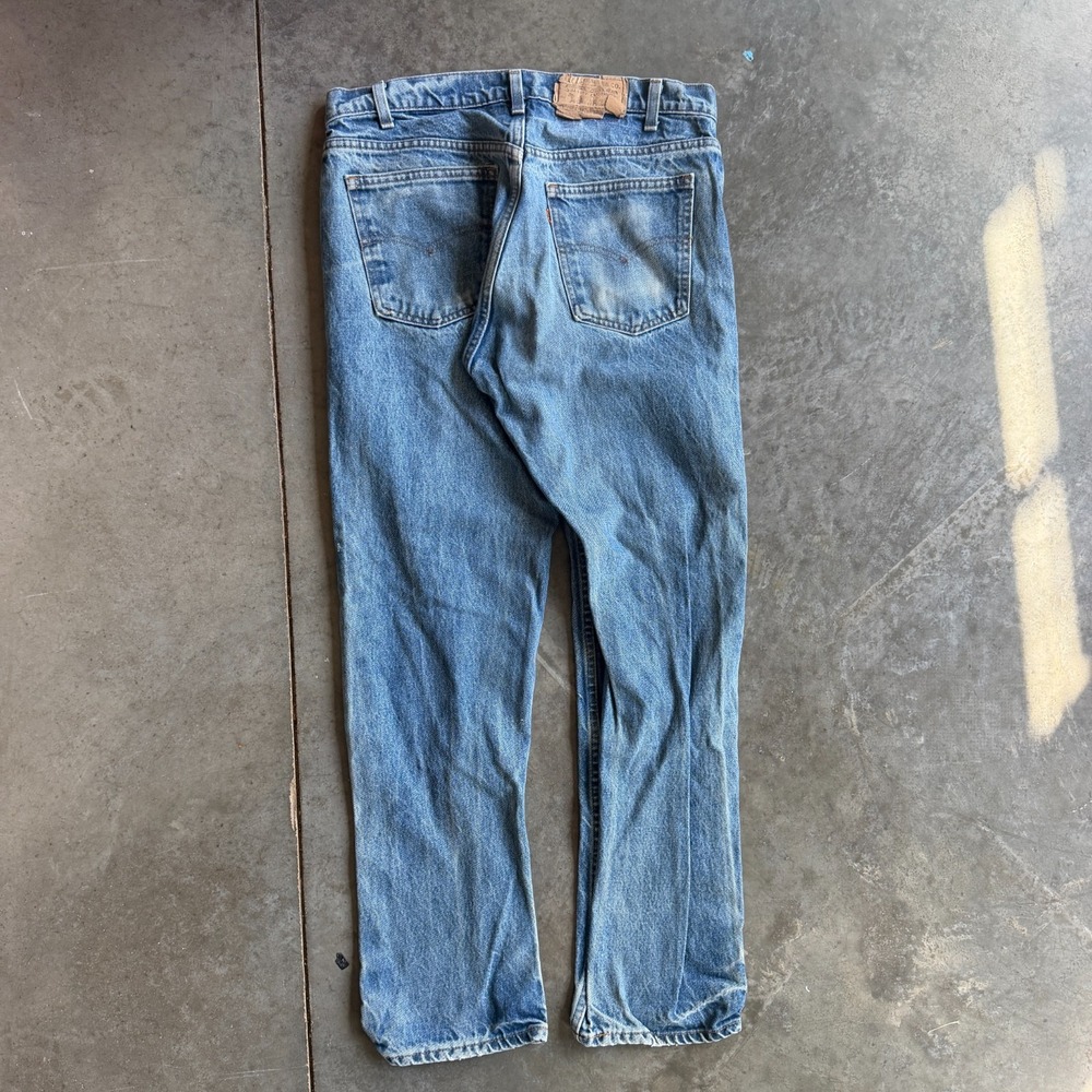 Vintage 70s Levis 505 USA Made Orange Tab Jeans Whisker Faded Patina Mens 31x29